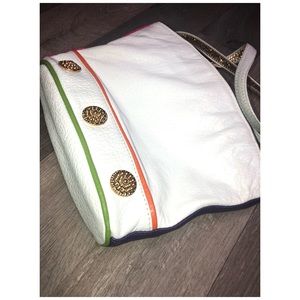 Vintage White Colorful Trim Purse